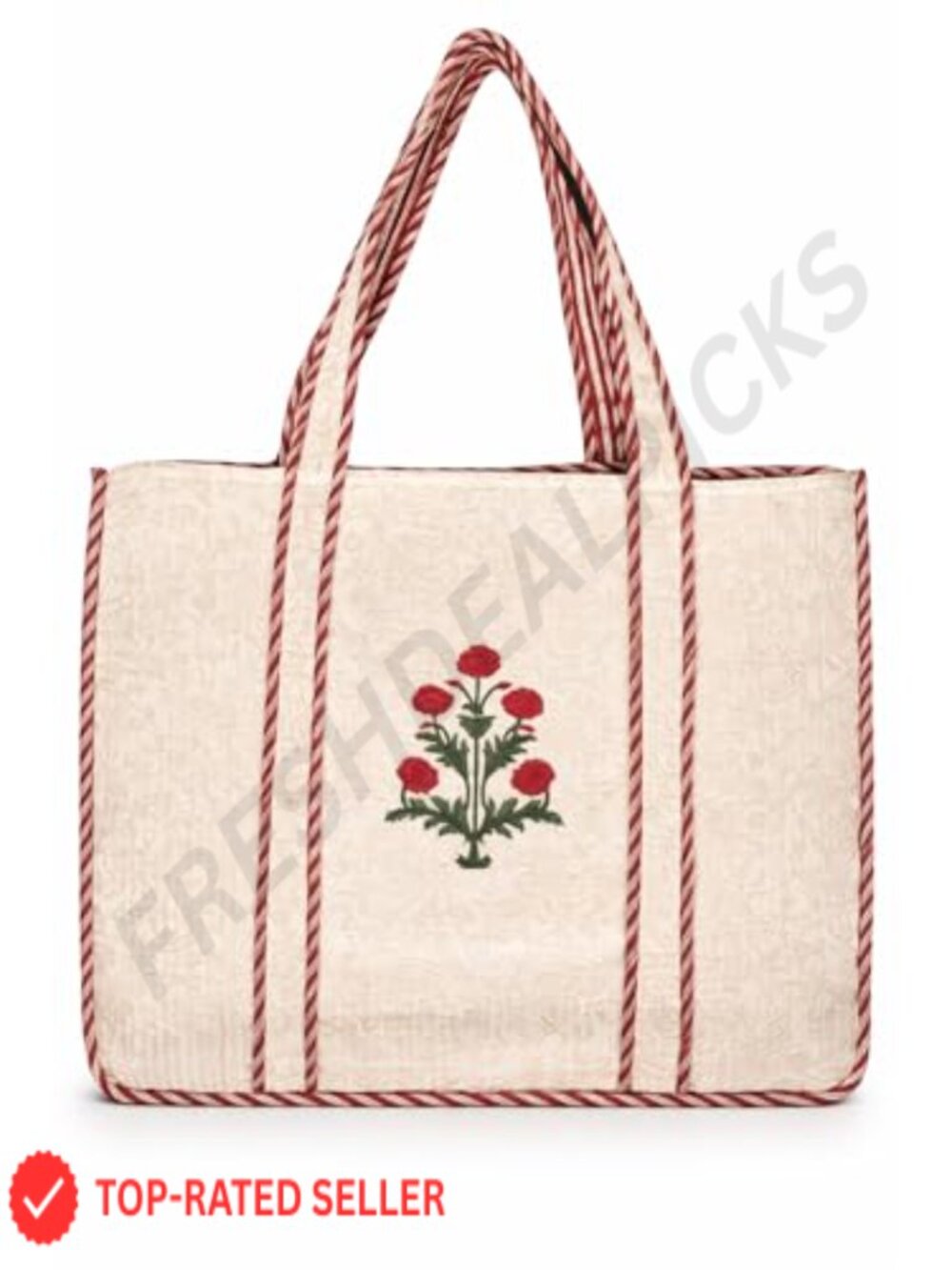 Lightweight Cotton Quilted Reversible Tote Bag Shoulder Travel Purse